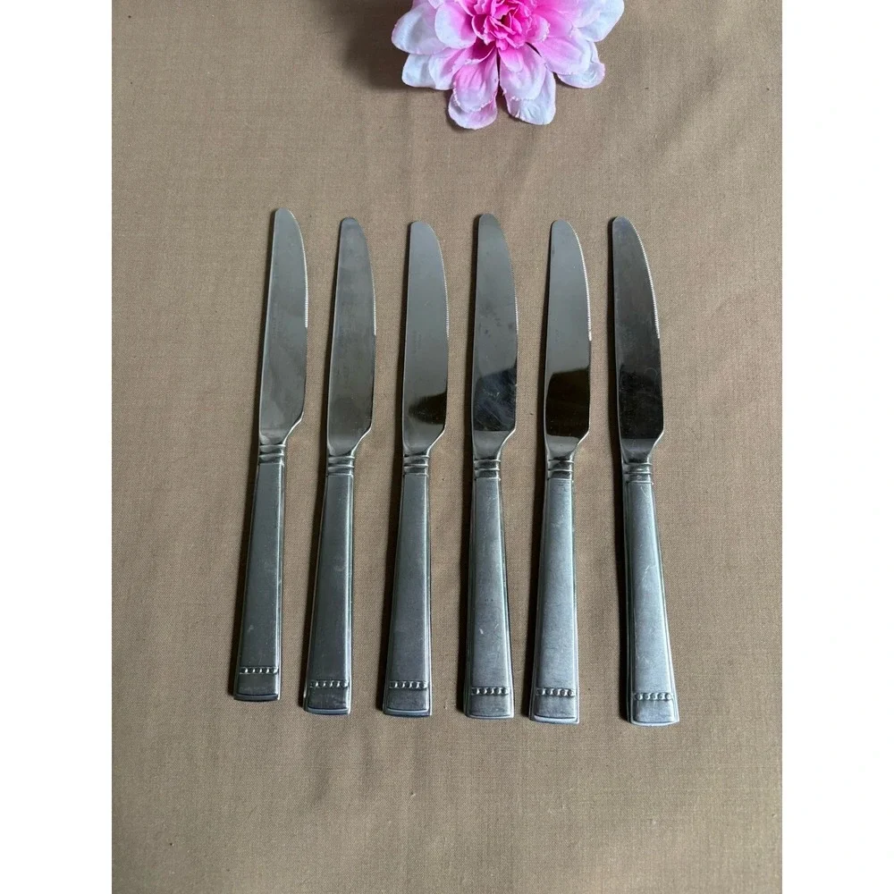 Towle Wallace Leah Frost Stainless Flatware Knives Set Of 6 - 9 1/2
